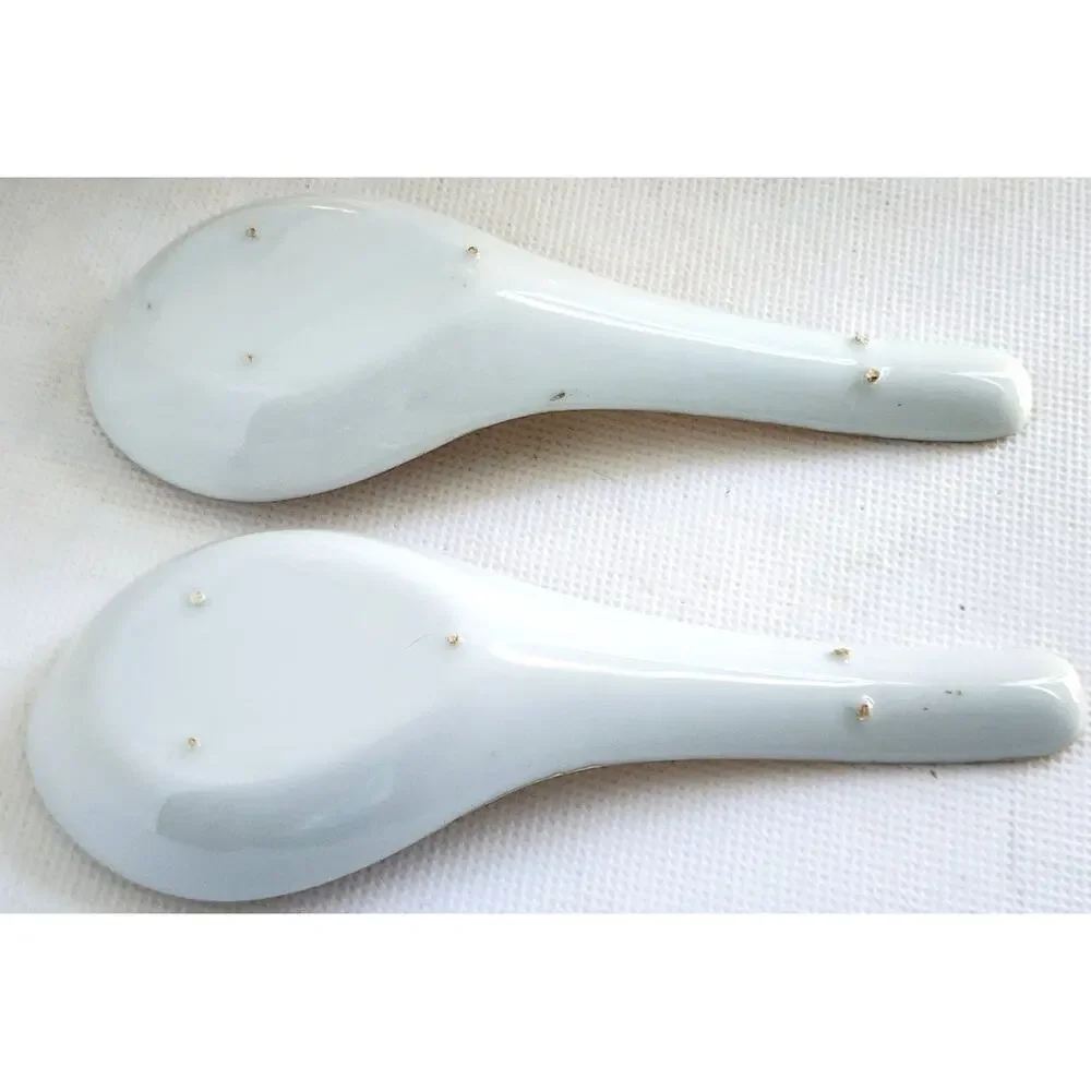 Bowls-Rice/Noodle-Chinese Theme-Spoons-Vintage-Gold Trim-Phoenix & Dragon-Set 2 - Picture 7 of 14